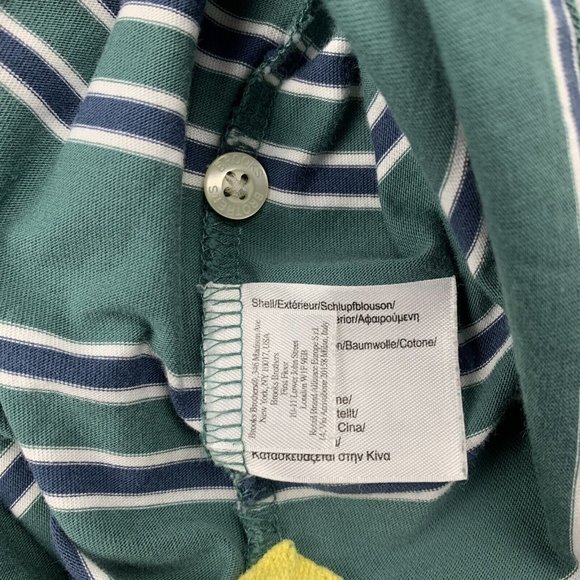 Brooks Brothers '1818' Men's Green/White Striped Rugby Polo Size XL - Picture 7 of 8